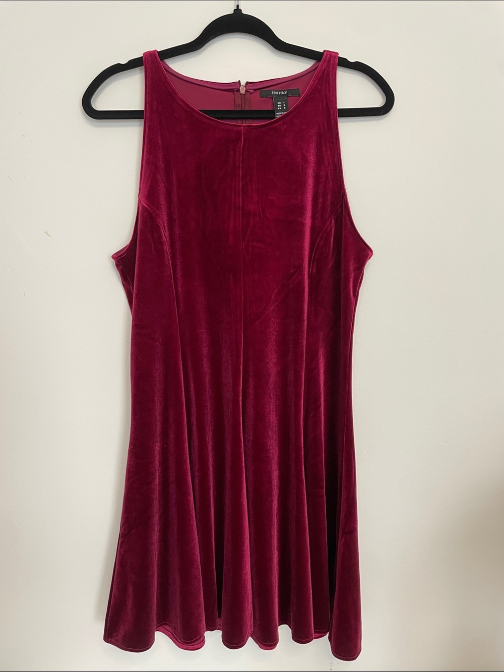 Forever 21 Velvet Mini Dress in Deep Magenta